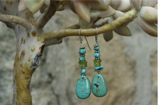 earring,peridot,turquoise,sterling silver