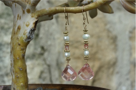 earring,quartz,pearl,vermeil