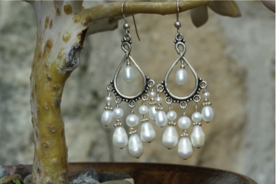 earrings,pearl,sterling silver